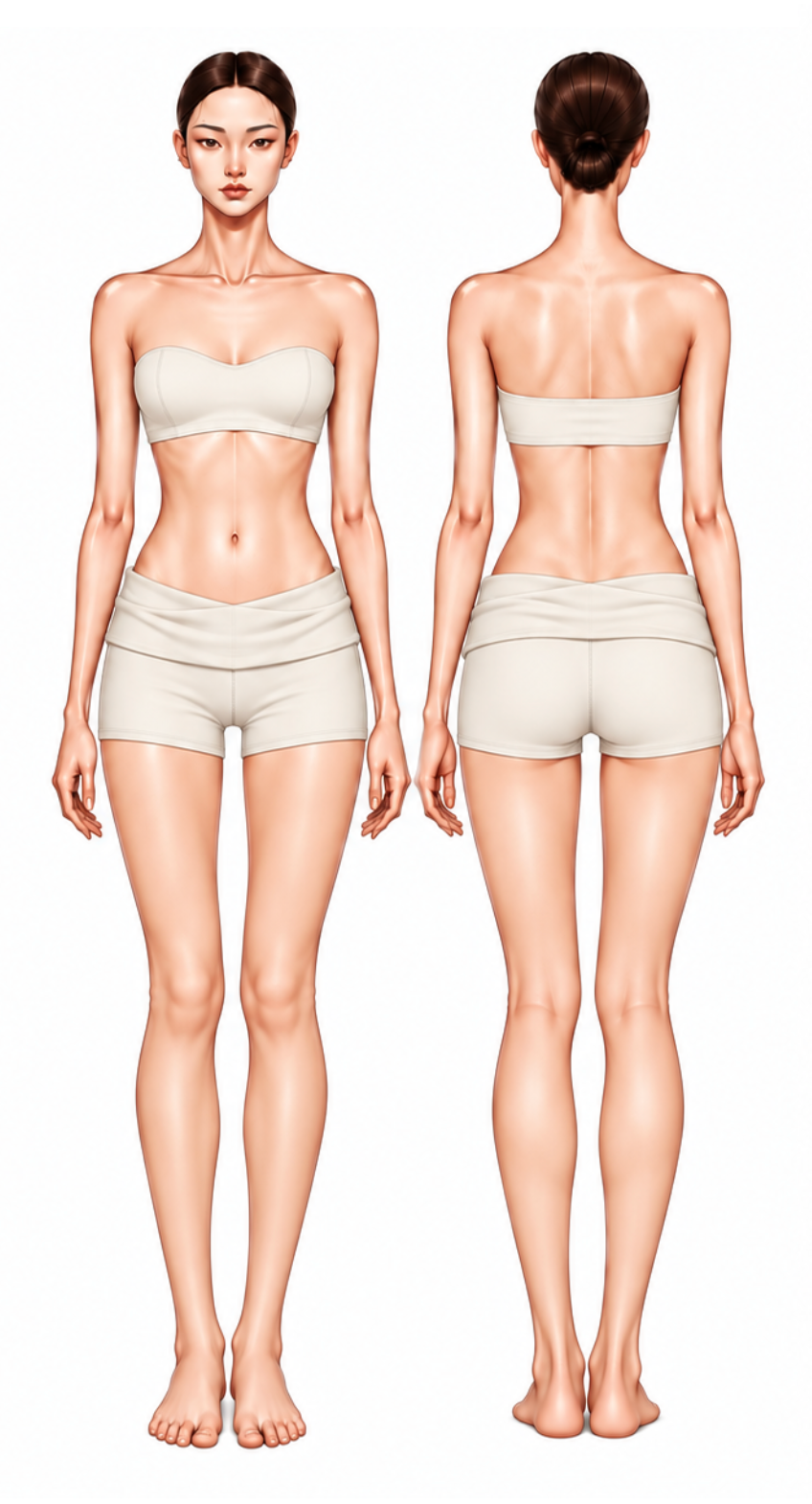 Front and back views of Boy Short in a light neutral colour